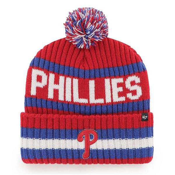 Men's '47 Red Philadelphia Phillies Bering Cuffed Knit Hat with Pom