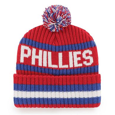 Men's '47 Red Philadelphia Phillies Bering Cuffed Knit Hat with Pom