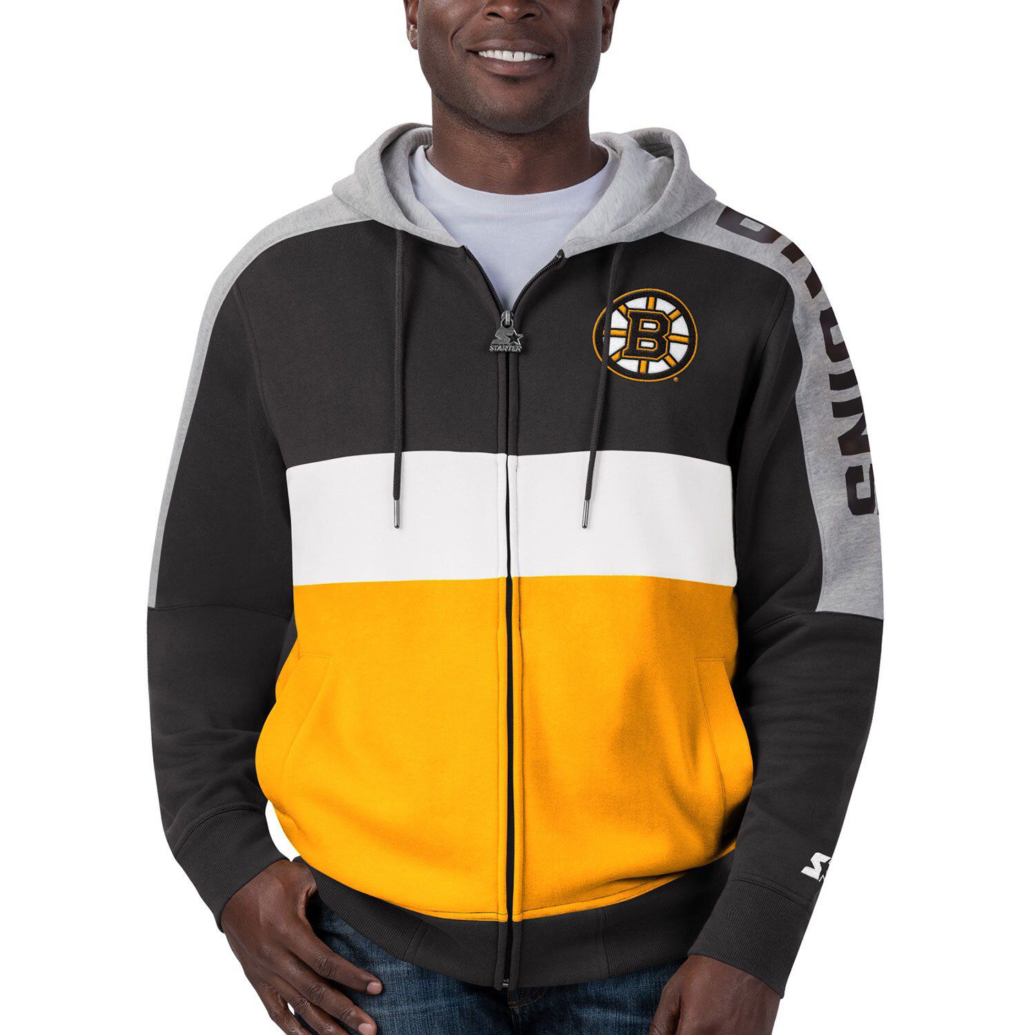 Men's Boston Bruins Fanatics Branded Heather Gray Launch It Quarter-Zip  Jacket