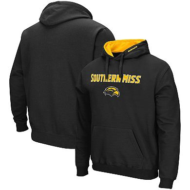 Men's Colosseum Black Southern Miss Golden Eagles Arch and Logo Pullover Hoodie