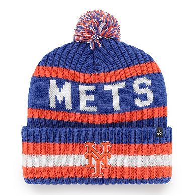 Men's '47 Royal New York Mets Bering Cuffed Knit Hat with Pom