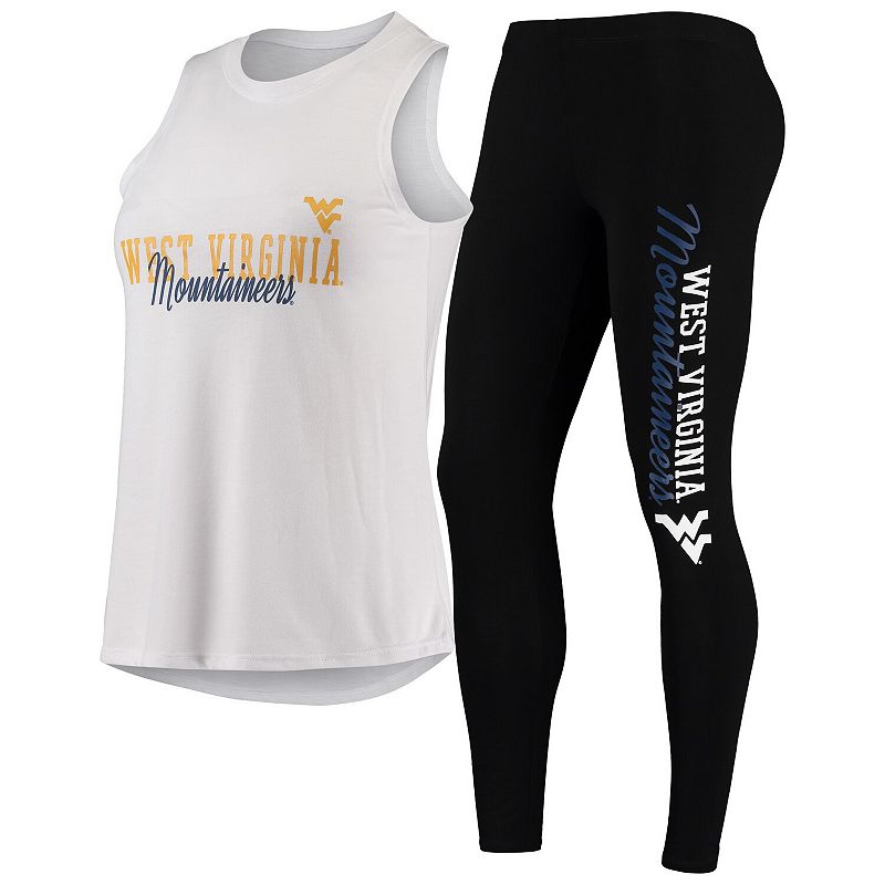 Womens Concepts Sport White/Black West Virginia Mountaineers Tank Top and 