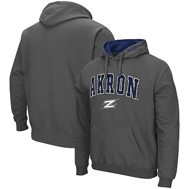 Men's Colosseum Charcoal Akron Zips Arch and Logo Pullover Hoodie