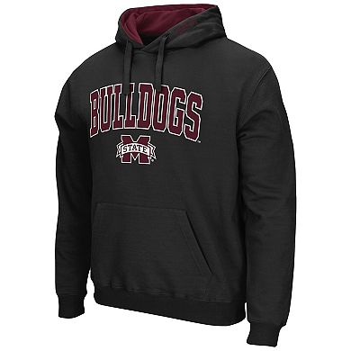 Men's Colosseum Black Mississippi State Bulldogs Arch & Logo 3.0 Pullover Hoodie