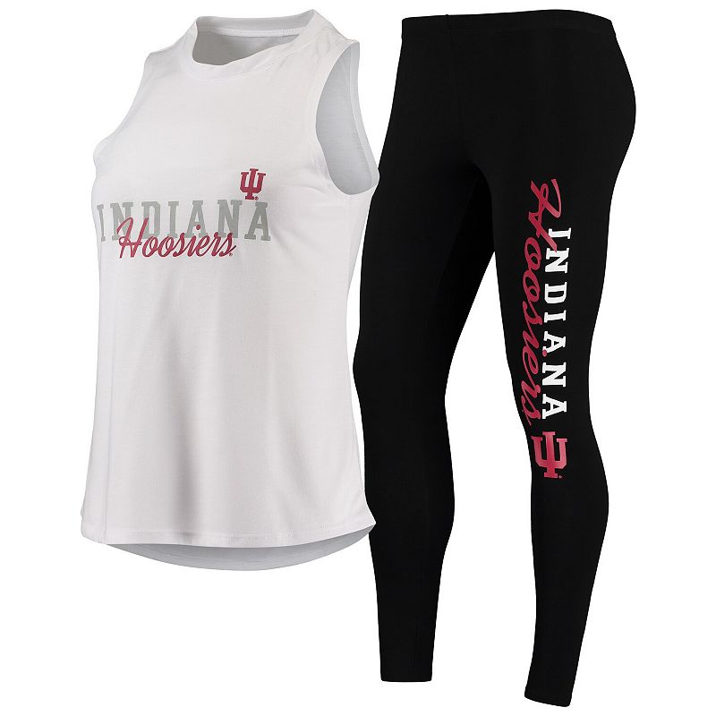 Womens Concepts Sport White/Black Indiana Hoosiers Tank Top and Leggings S