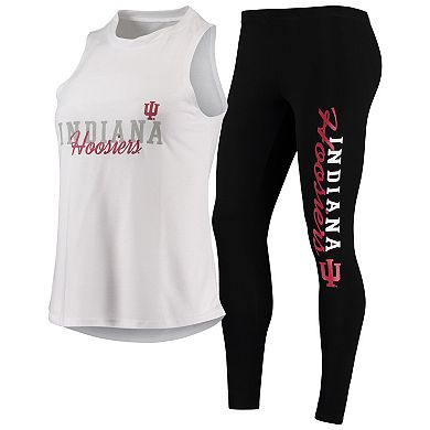 Women's Concepts Sport White/Black Indiana Hoosiers Tank Top and Leggings Sleep Set