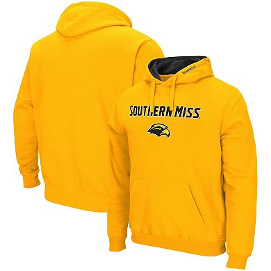 Men's Colosseum Gold Southern Miss Golden Eagles Arch and Logo Pullover Hoodie