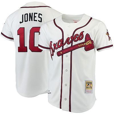 Men s Chipper Jones Mitchell Ness White Atlanta Braves Authentic Jersey