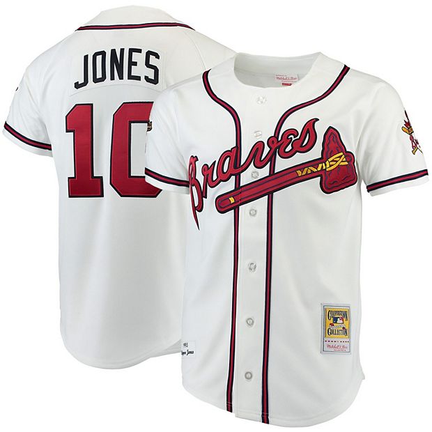 Men's Chipper Jones Mitchell & Ness White Atlanta Braves Authentic