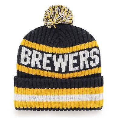 Men's '47 Navy Milwaukee Brewers Bering Cuffed Knit Hat with Pom