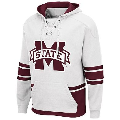 Men's Colosseum White Mississippi State Bulldogs Lace Up 3.0 Pullover Hoodie
