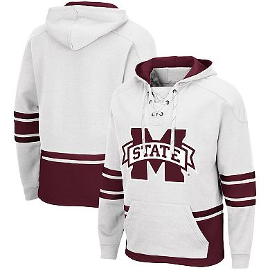 Men's Colosseum White Mississippi State Bulldogs Lace Up 3.0 Pullover Hoodie