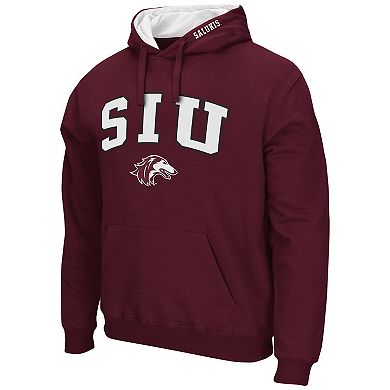 Men's Colosseum Maroon Southern Illinois Salukis Arch and Logo Pullover Hoodie