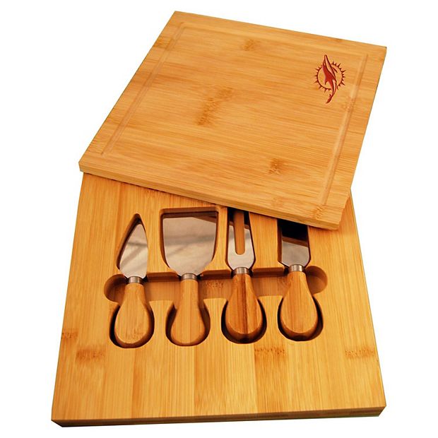 Miami Dolphins Bamboo Cutting & Serving Board with Utensils Set