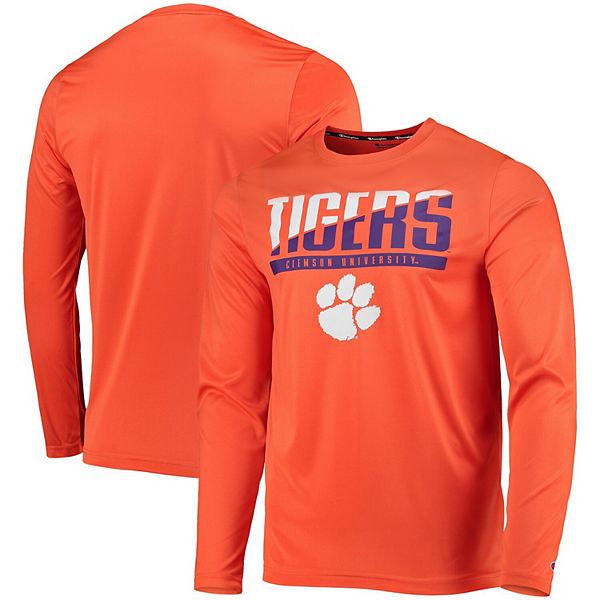 Men's Champion Orange Clemson Tigers Wordmark Slash Long Sleeve T-Shirt