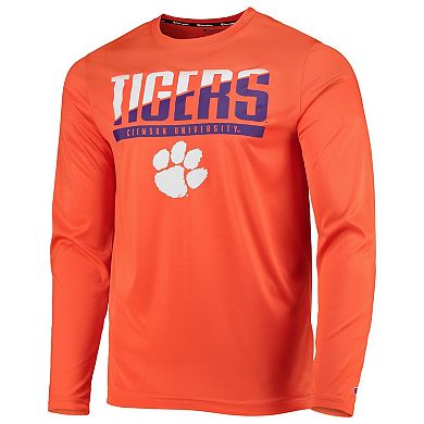 Men's Champion Orange Clemson Tigers Wordmark Slash Long Sleeve T-Shirt