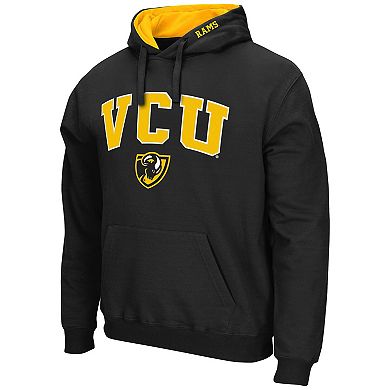Men's Colosseum Black VCU Rams Arch and Logo Pullover Hoodie