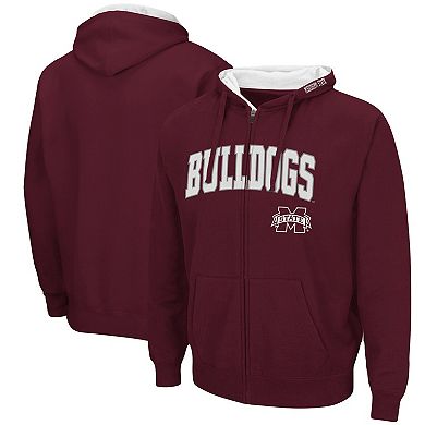 Men's Colosseum Maroon Mississippi State Bulldogs Arch & Logo 3.0 Pullover Hoodie