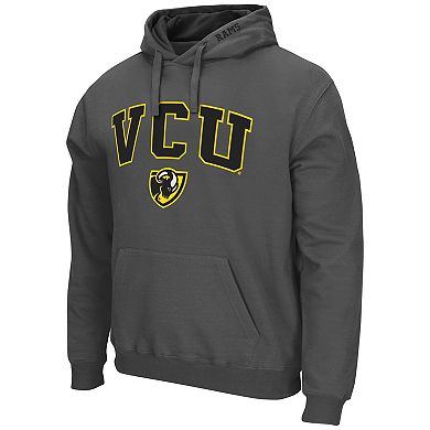 Men's Colosseum Charcoal VCU Rams Arch and Logo Pullover Hoodie