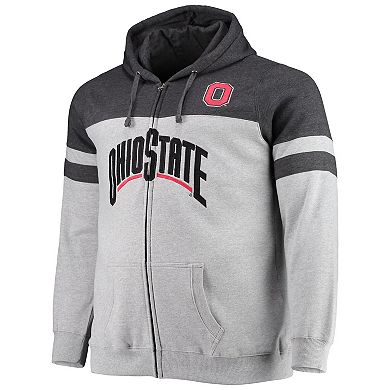 Women's Profile Heathered Charcoal/Heathered Gray Ohio State Buckeyes Plus Size Contrast Pieced Full-Zip Hoodie