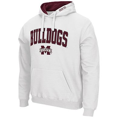 Men's Colosseum White Mississippi State Bulldogs Arch & Logo 3.0 Pullover Hoodie