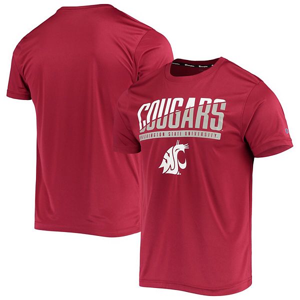 Men's Champion Crimson Washington State Cougars Wordmark Slash T-Shirt