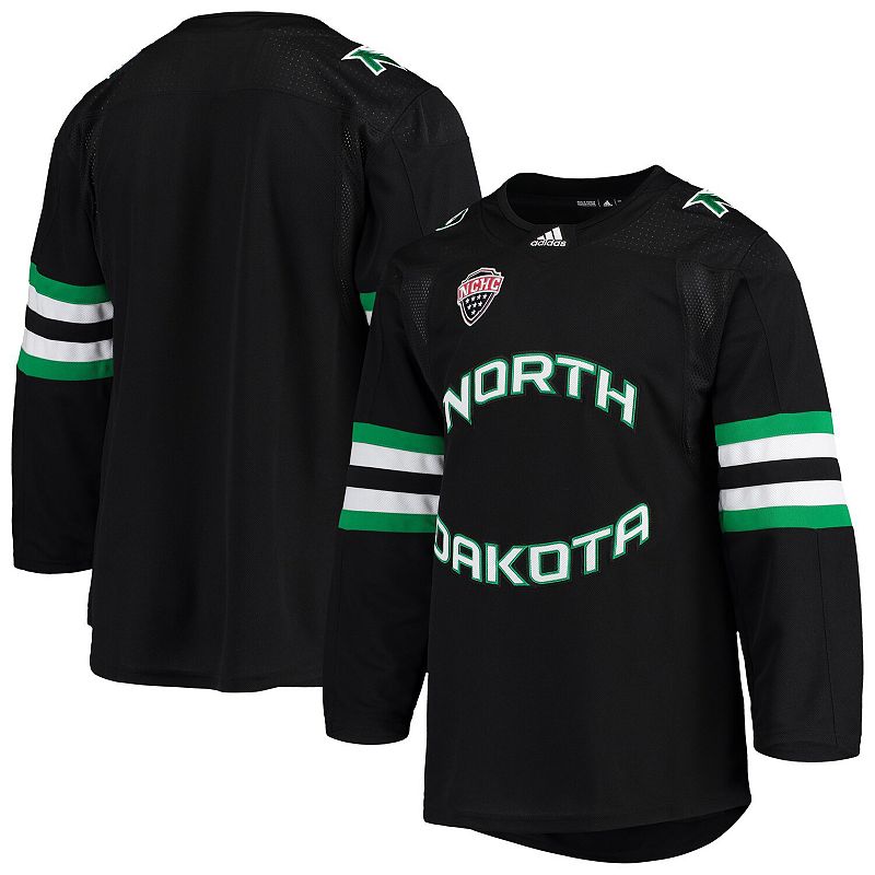 76874143 Mens adidas Black North Dakota Alternate Hockey Je sku 76874143