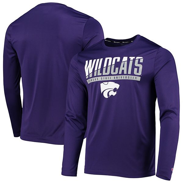 Men's Champion Purple Kansas State Wildcats Wordmark Slash Long Sleeve ...