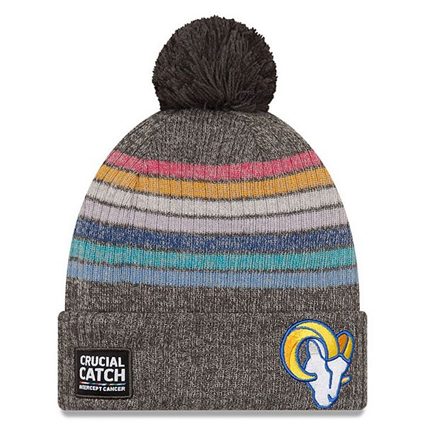 Women's New Era Charcoal Los Angeles Rams 2021 NFL Crucial Catch Pom Knit  Hat