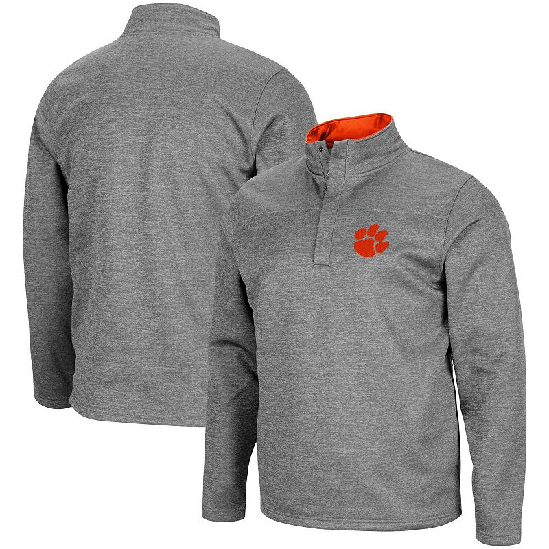 Mens Colosseum Heathered Charcoal Clemson Tigers Roman Pullover Jacket, Si