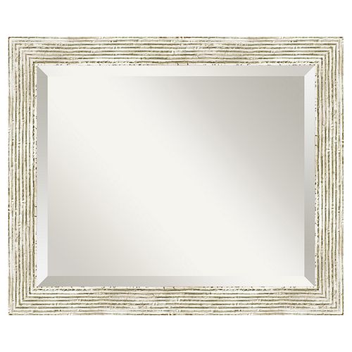 Amanti Art Cape Cod Whitewash Distressed Wood Wall Mirror