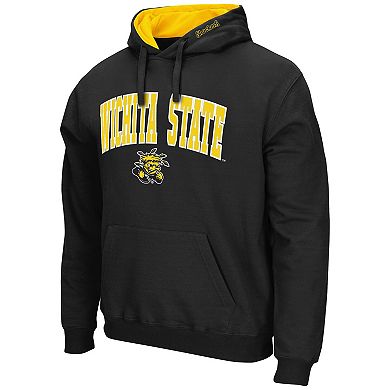 Men's Colosseum Black Wichita State Shockers Arch and Logo Pullover Hoodie