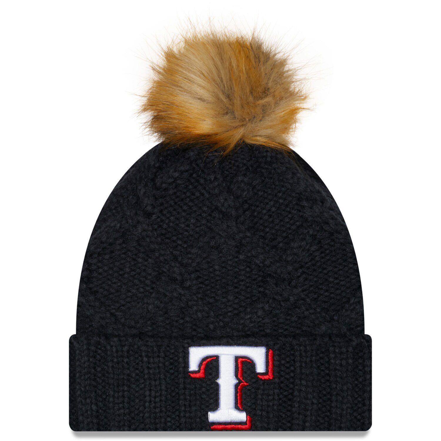 New Era Women's New Era Navy Detroit Tigers Snowy Cuffed Knit Hat with Pom