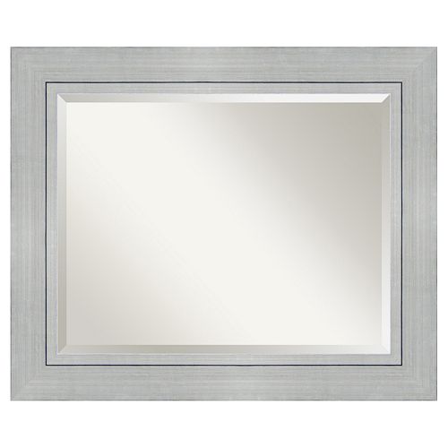 Amanti Art Romano Silver Finish Modern Framed Wood Wall Mirror