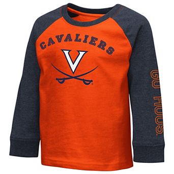Toddler Colosseum Orange/Heathered Navy Virginia Cavaliers Two-Hit Raglan Long Sleeve T-Shirt