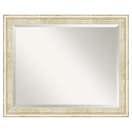 Amanti Art Country Distressed Whitewash Wood Wall Mirror