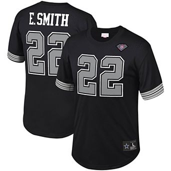 Men's Mitchell & Ness Emmitt Smith Black Dallas Cowboys Retired Player Name & Number Mesh Top