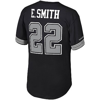 Men's Mitchell & Ness Emmitt Smith Black Dallas Cowboys Retired Player Name & Number Mesh Top
