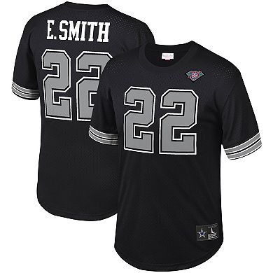 Men's Mitchell & Ness Emmitt Smith Black Dallas Cowboys Retired Player Name & Number Mesh Top