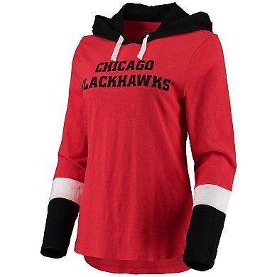 Women's G-III 4Her by Carl Banks Red Chicago Blackhawks Passing Play Hoodie Long Sleeve T-Shirt