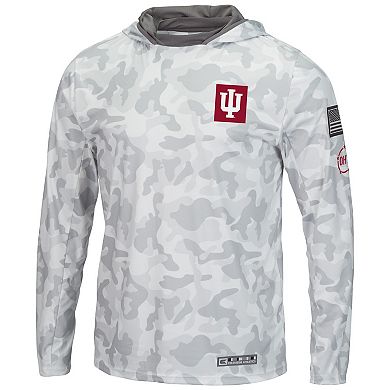 Men's Colosseum Arctic Camo Indiana Hoosiers OHT Military Appreciation Long Sleeve Hoodie Top