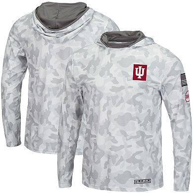 Men's Colosseum Arctic Camo Indiana Hoosiers OHT Military Appreciation Long Sleeve Hoodie Top