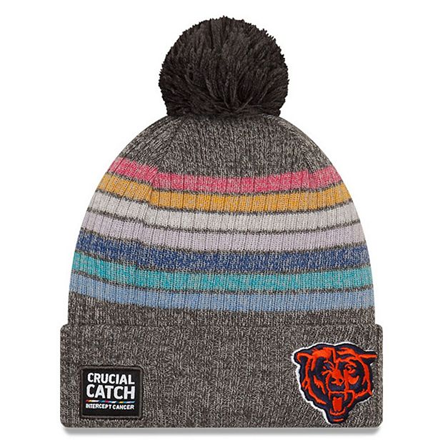 Women's New Era Charcoal Chicago Bears 2021 NFL Crucial Catch Head Logo Pom  Knit Hat