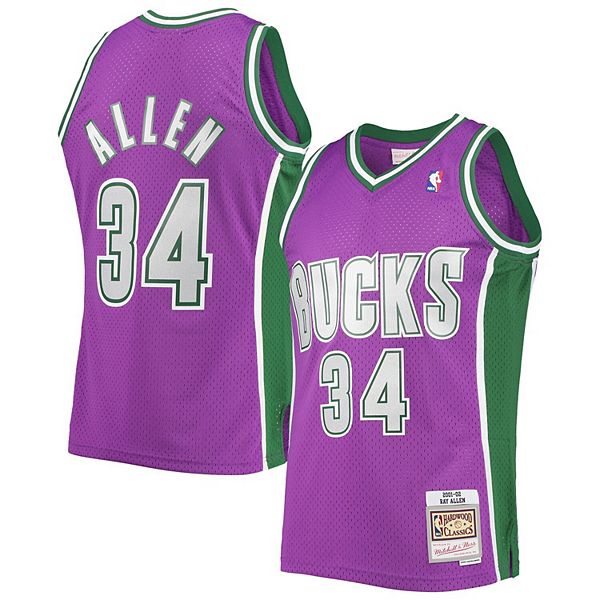 Mitchell & Ness Team Marble Ray Allen Milwaukee Bucks Swingman Jersey / x Large