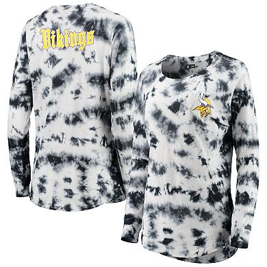 Women's New Era Black Minnesota Vikings Tie-Dye Long Sleeve T-Shirt