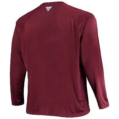 Men's Columbia Maroon Texas A&M Aggies Big & Tall Terminal Tackle Omni-Shade Long Sleeve Raglan T-Shirt