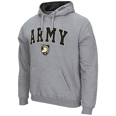 Men's Colosseum Heather Gray Army Black Knights Arch & Logo 3.0 Pullover Hoodie