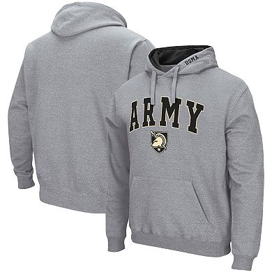 Men's Colosseum Heather Gray Army Black Knights Arch & Logo 3.0 Pullover Hoodie