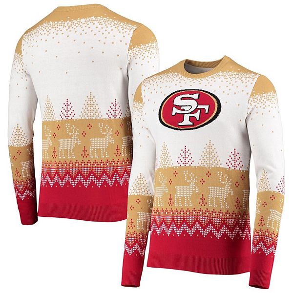 Men's FOCO White San Francisco 49ers Big Logo Knit Ugly Pullover Sweater