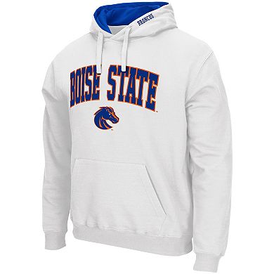 Men's Colosseum White Boise State Broncos Arch & Logo 3.0 Pullover Hoodie